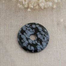 Donut aus Obsidianstein Schneeflocke Durchmesser 40 mm