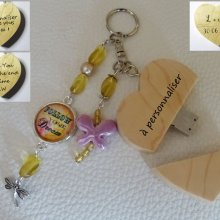 Schlüsselanhänger Herz usb-Schlüssel zum Gravieren Cabochon & Schmetterling