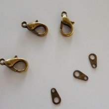 Karabinerverschluss aus Altbronze x3