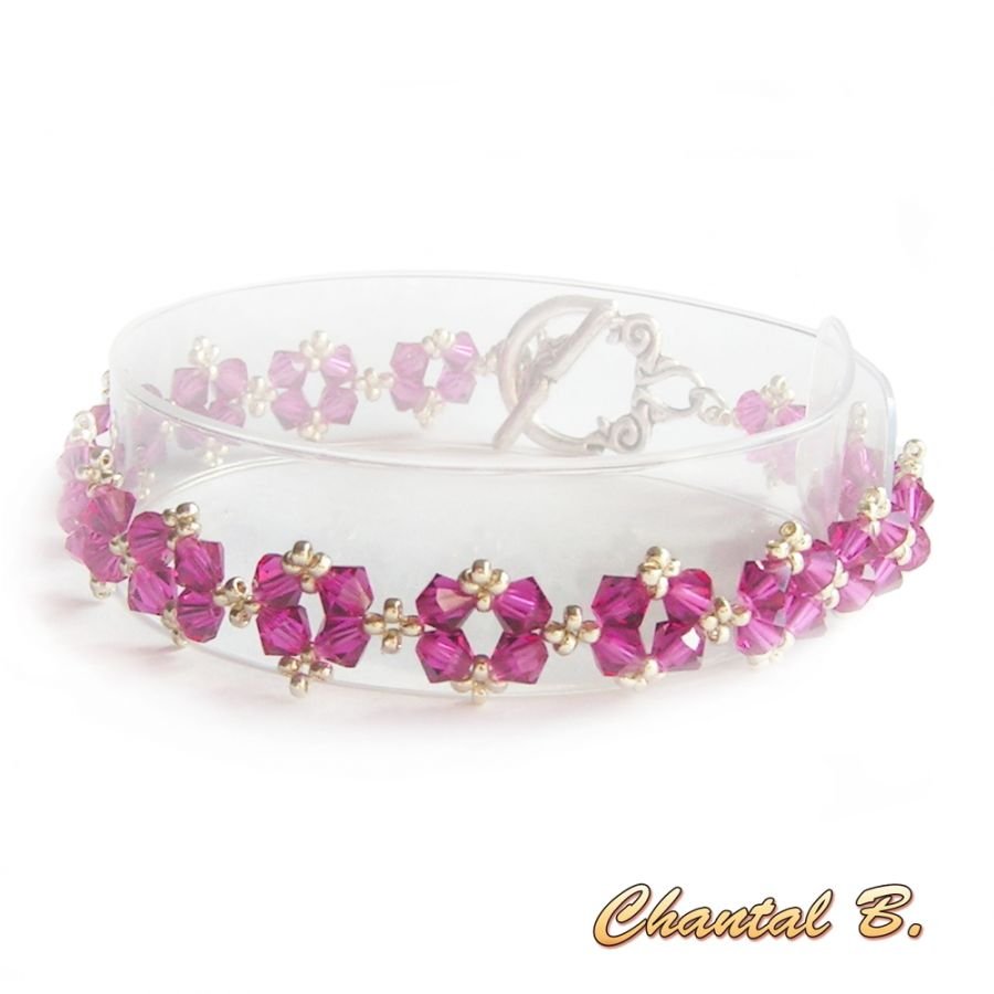 swarovski Kristall Ohrringe rosa Fuchsia und Silber Abend Hochzeit