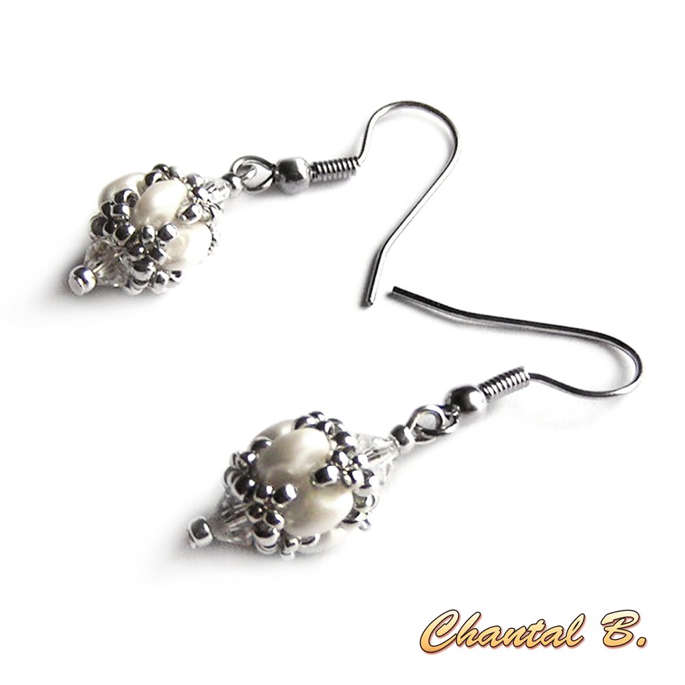 Valentinstag Ohrringe Hochzeit Perlen swarovski Kristall Glasperlen Koralle Perlmutt und Silber