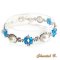 Armband swarovski Kristall blau Perlmuttperlen und Silber gewebt