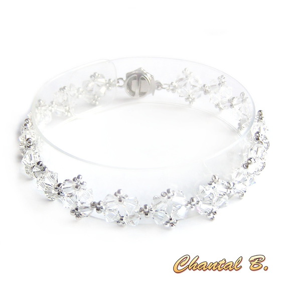 romantisches swarovski-Armband gewebte swarovski-Perlen Kristall und Silber