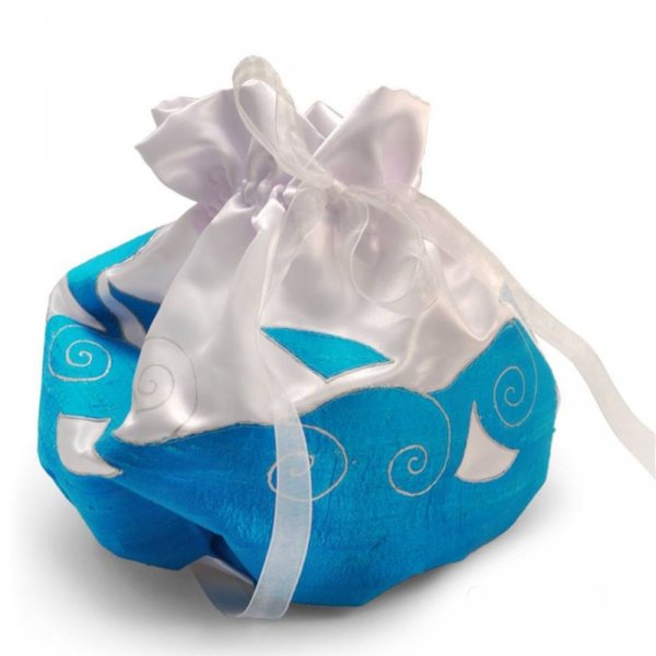 Schuhclips Hochzeitsknoten Satin wei&szlig; und Spitze blau t&uuml;rkis Accessoire Zeremonie Abend chic