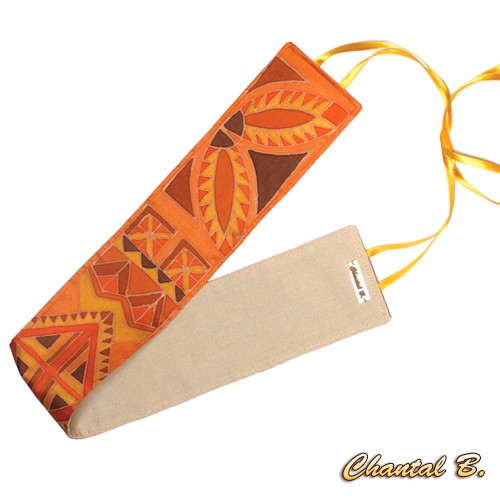 orangefarbener Chiffonschal handbemalt Abend-Accessoire