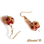 Ohrringe in Kugelform swarovski bordeaux opal und gold