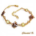 armband swarovski gewebte perlen bronze boheme grün und gold