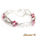 gewebtes Armband swarovski-Kristall Perlmuttperlen und Silber 