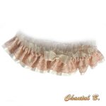 jarretière mariage romantique dentelle saumon ancienne satin et noeud organza