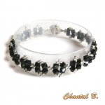 swarovski armband schwarz glänzend barock gewebte perlen swarovski kristall schwarz und silber