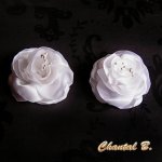 Schuhclips Hochzeit Blume Satin weiß und Stempel weiß Zubehör Hochzeit Zeremonie Abend