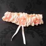 Strumpfband romantische Hochzeit Satin rosa Puderspitze Doppellachs handbemalte Seidenblumen