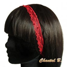 Haarband Headband feine rote Spitze Perlen Hochzeit Zubehör