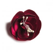 handgefertigte Satinblume in Fuchsia-Rosa mit Stempel für Hochzeitsaccessoires