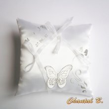 Hochzeitskissen Ringhalter für Hochzeit Thema Schmetterling weiß und silber