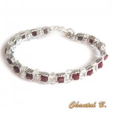 Valentinstag Armband swarovski Siam kostbare Würfel gewebte Swarovski Perlen und Silber