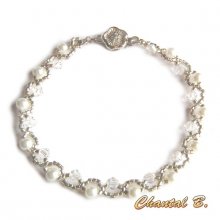 swarovski Armband gewebte Perlen swarovski Kristall Perlmuttperlen und Silber romantische Hochzeit