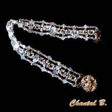 Manschettenarmband Hochzeit Swarovski-Kristall-Perlen und Silber Hochzeit