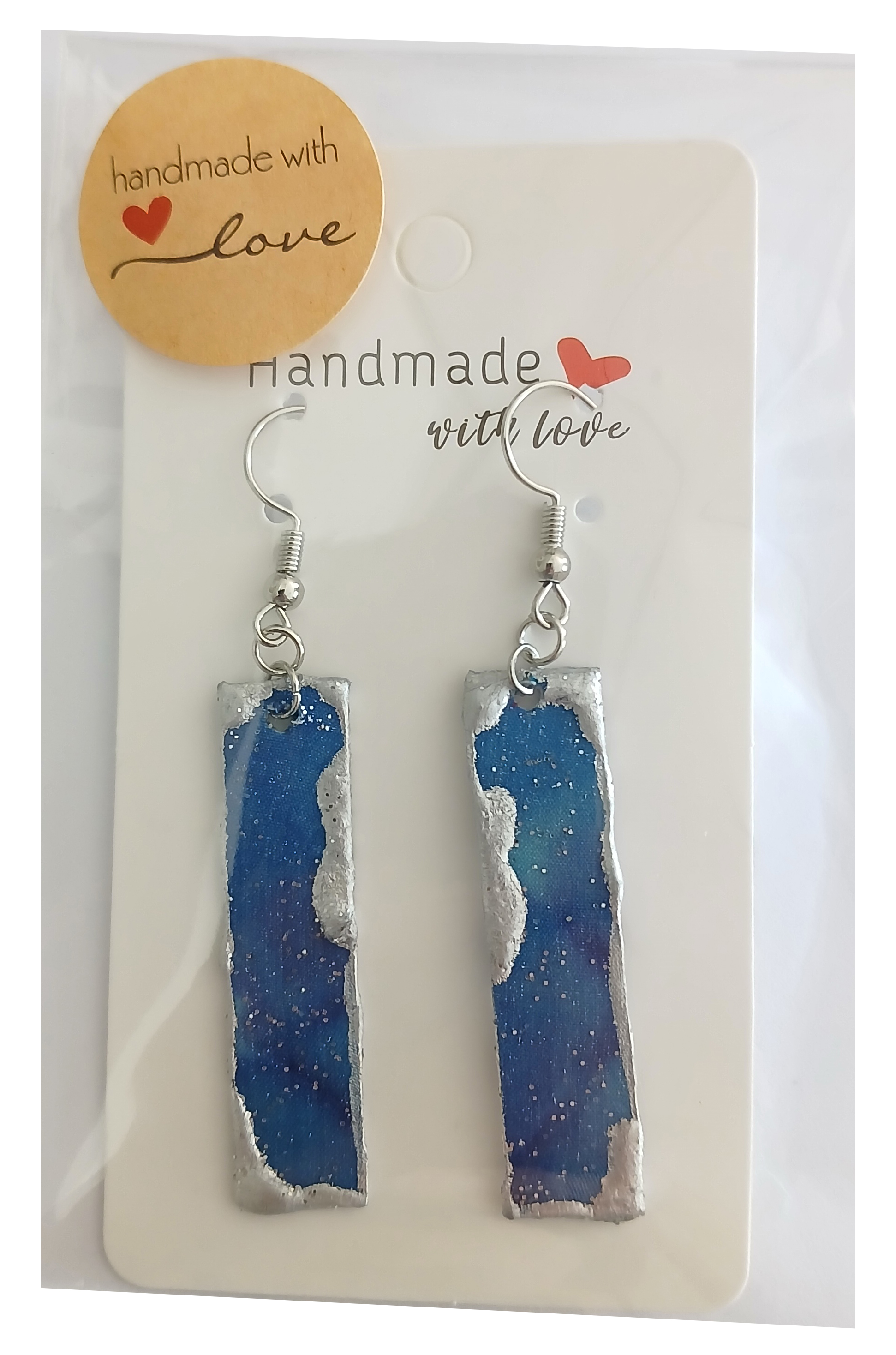 Boucles d oreilles tr&eacute;s l&eacute;g&egrave;res en soie peinte recto verso