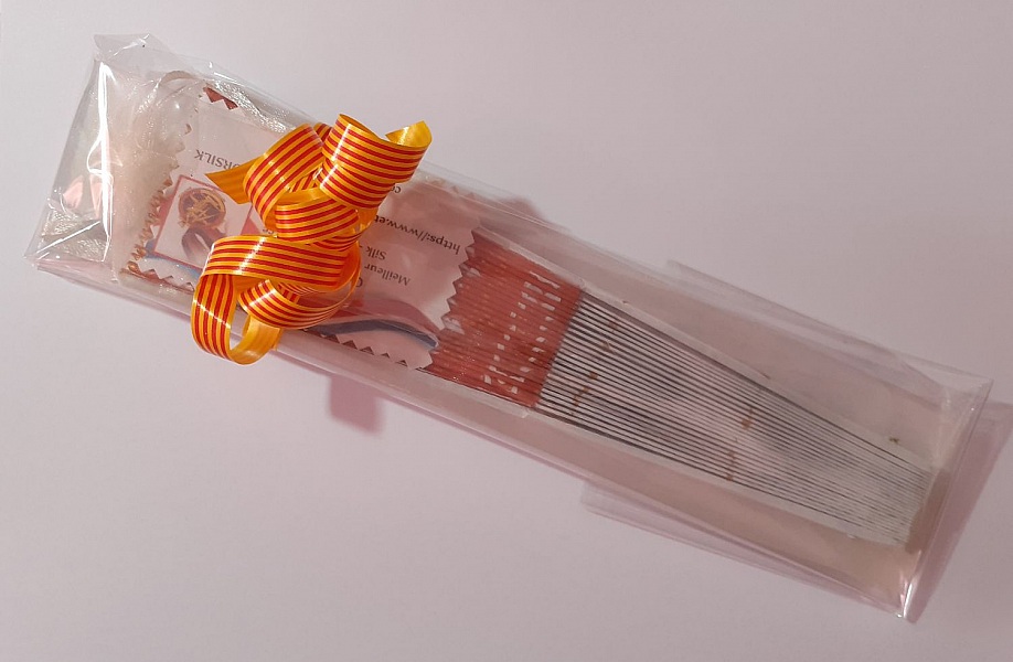 Handgezeichneter und handbemalter Satinf&auml;cher "Liberty".