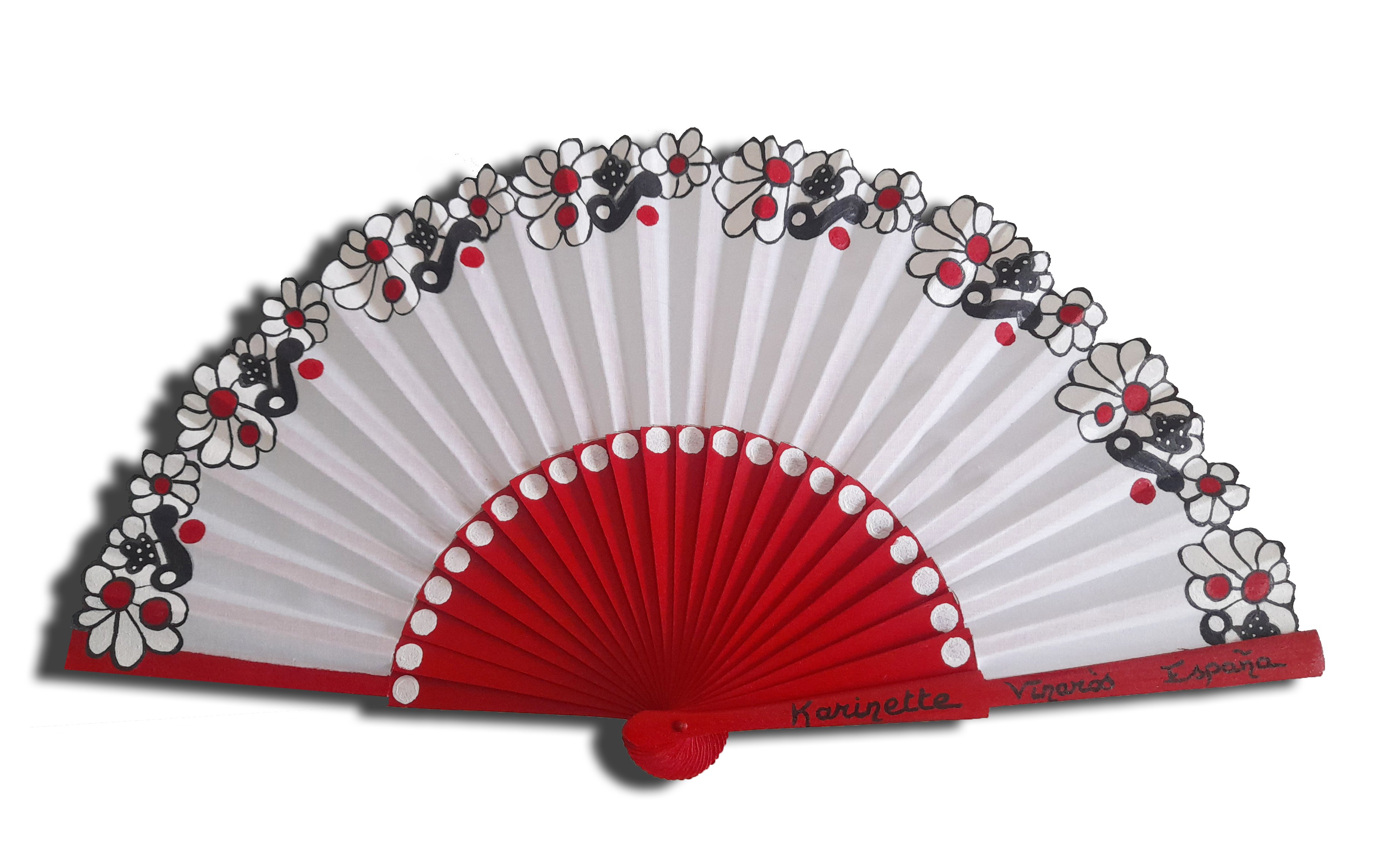 Eventail en satin dessin&eacute; et peint &agrave; la main "Viva Espa&ntilde;a"