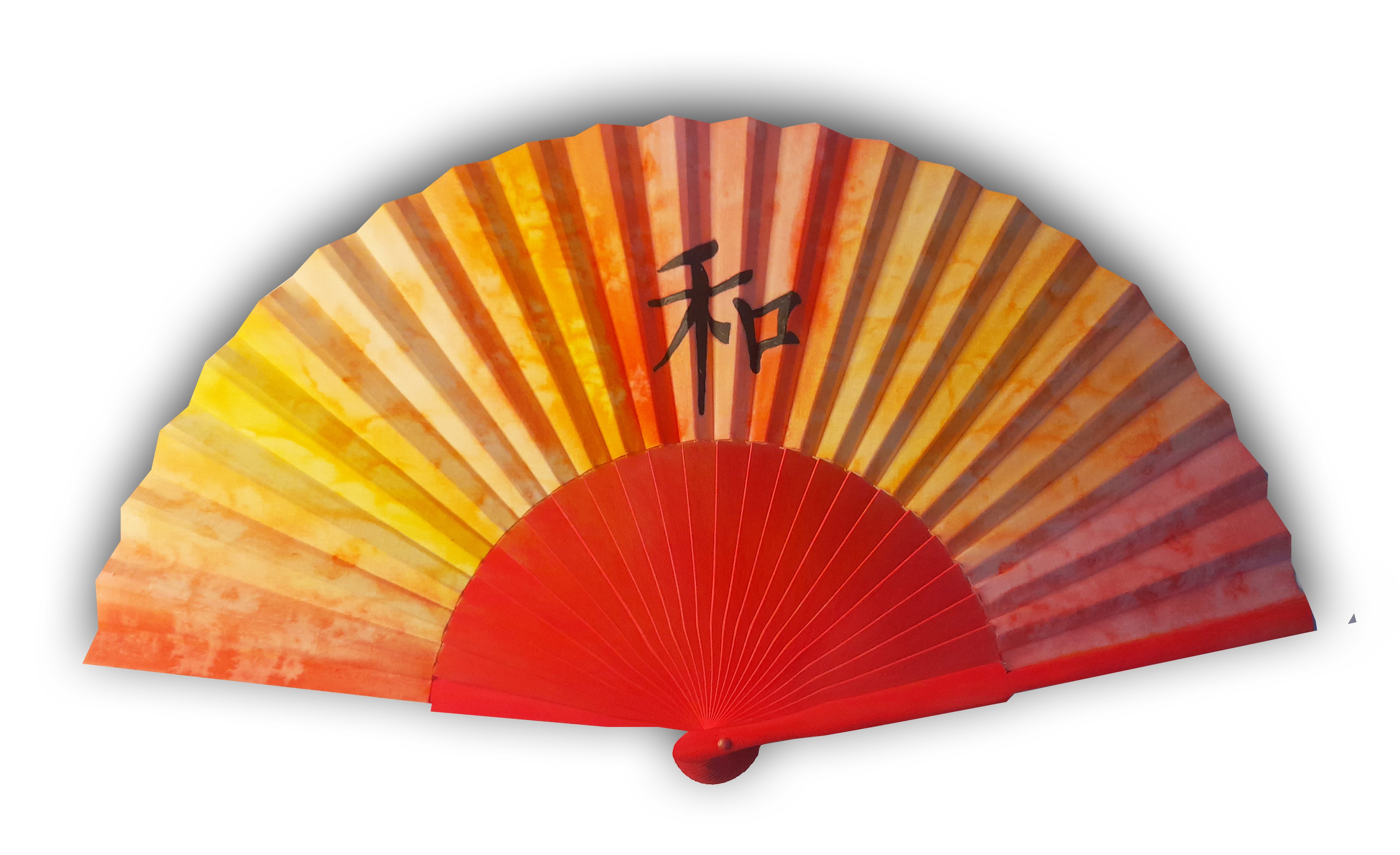 Eventail en satin dessin&eacute; et peint &agrave; la main "Paix"