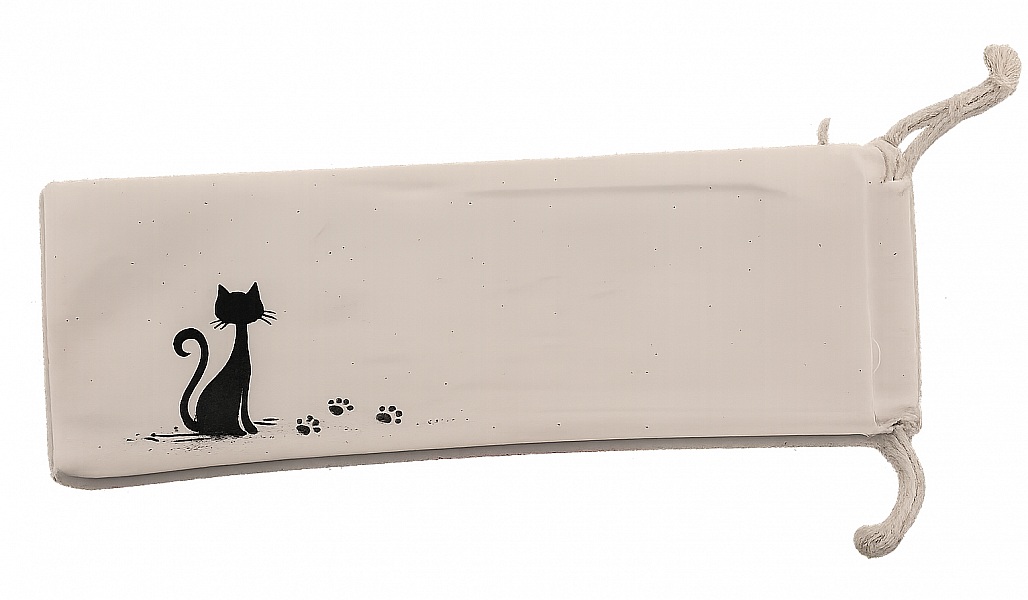 Eventail en soie dessin&eacute; et peint &agrave; la main "Chats loop"