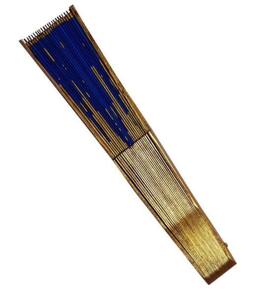 F&auml;cher aus Baumwollsatin, handgezeichnet und handbemalt "Les orgues" (Die Orgeln)