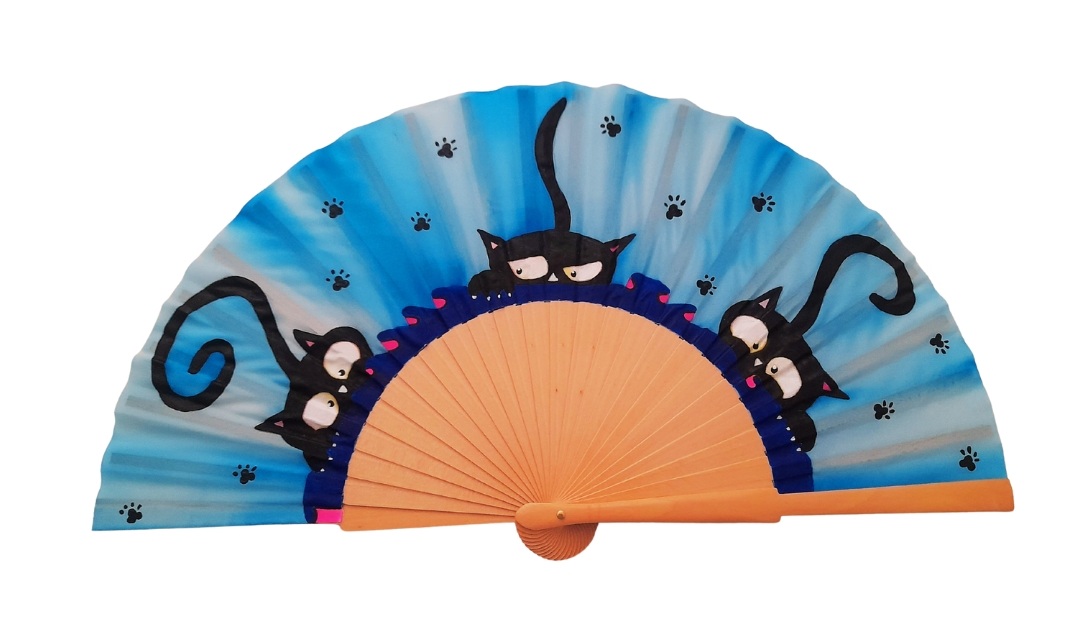 Eventail en soie haut de gamme bois sycomore