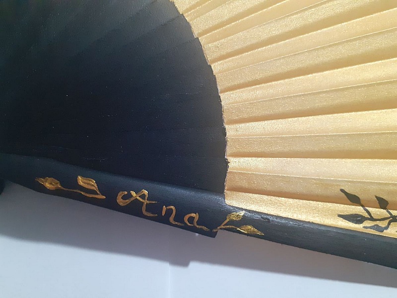 Neue Tierkreiszeichen-Kollektion, handbemalter Minif&auml;cher aus Baumwolle. "Waage"