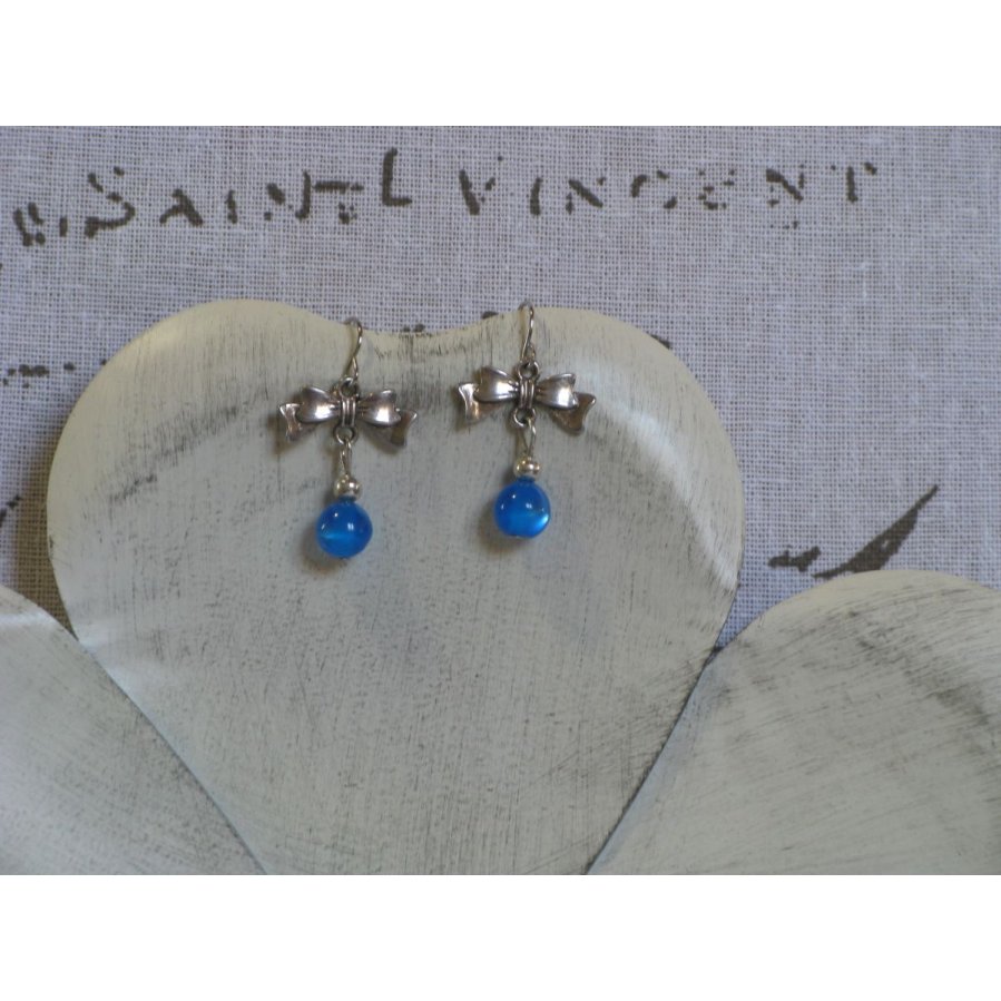 Boucles d'Oreilles bleu, création unique