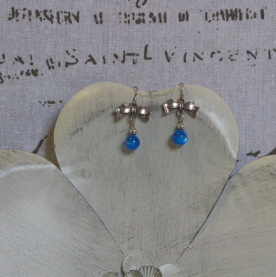 Boucles d'Oreilles bleu, création unique