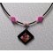 collier pendentif mosaïque rose  sur ardoise