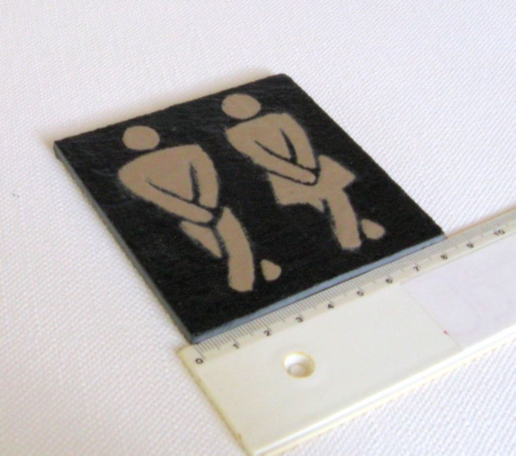 Türschild für Toilette aus emailliertem Schiefer, beige, zum Aufstellen ohne Loch, Originaldesign