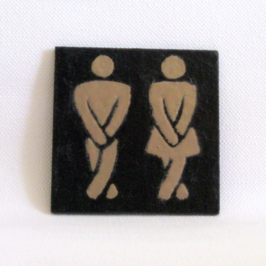 Türschild für Toilette aus emailliertem Schiefer, beige, zum Aufstellen ohne Loch, Originaldesign