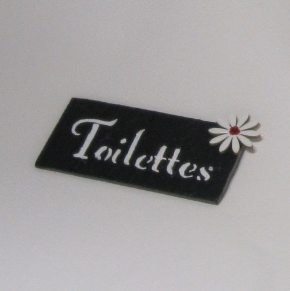 Toilettentürschild aus Schiefer mit emaillierten Buchstaben, zum Anbringen ohne Loch, Originelle Kreation