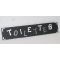 Türschild für Toilette aus Schiefer Emaillierte Buchstaben in Silber und Weiß, Handgefertigte Kreation