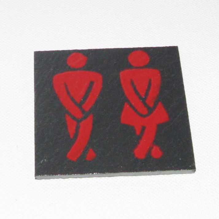 Toilettentürschild aus rot emailliertem Schiefer, ohne Loch, originelle Kreation