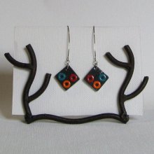 Grande Boucles d'oreille pour femme en Ardoise Multicolores pour Oreilles Percées, Création Artisanale