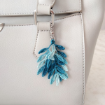 Taschenschmuck - Blätter - Blau