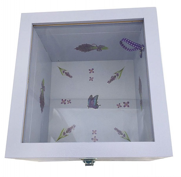 Holzschachtel mit Glasdeckel. Modell: Lavendula.
