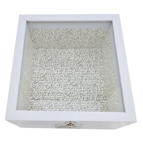 Holzschachtel mit Glasdeckel. Modell: Rosenwasserbrief