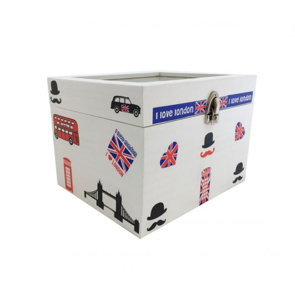 Holzschachtel mit Glasdeckel. Modell: london