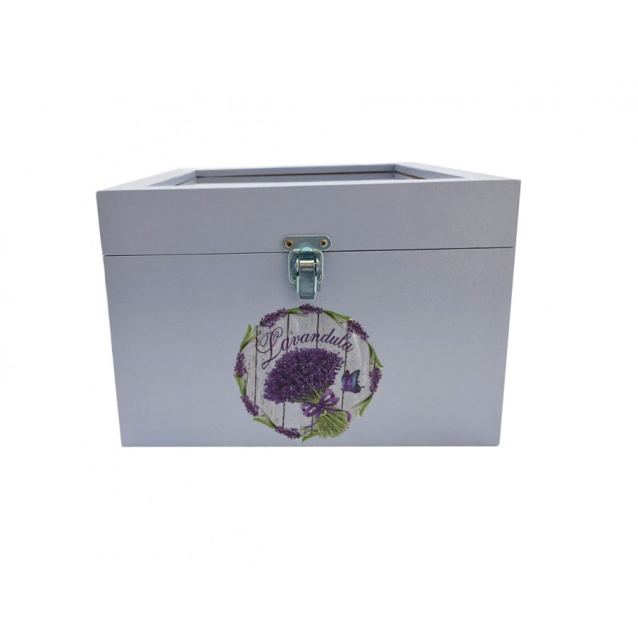 Holzschachtel mit Glasdeckel. Modell: Lavendula.
