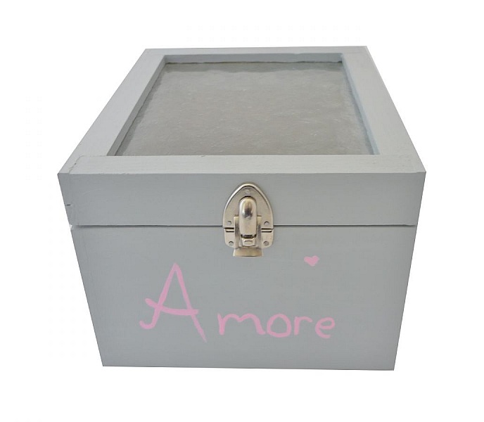 Holzkiste love Glasdeckel