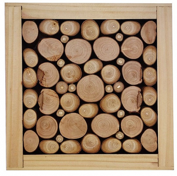 Untersetzer aus Haselnussholz / fliederfarbenem Rundholz , umkehrbar in Schale mit Gold-Craquel&eacute;-Dekor