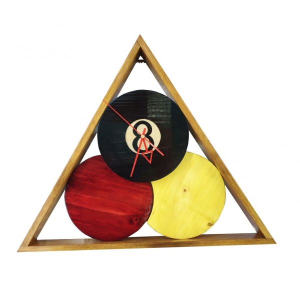 Uhr aus Massivholz Kastanie und Kiefer Modell "Billard"