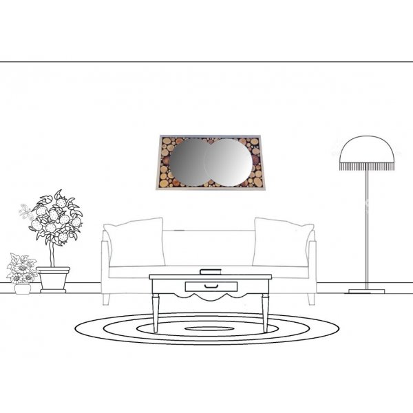 Rechteckiger Spiegel aus Rundholz 39 x 20 cm grau