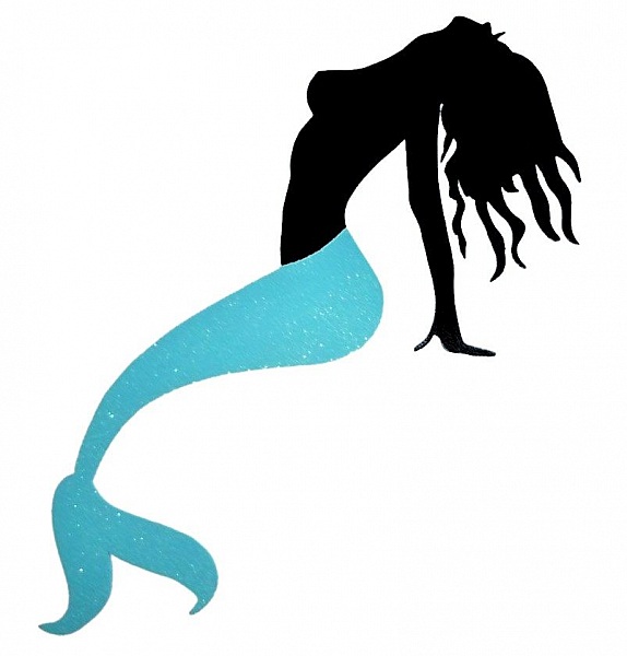 Wand- oder T&uuml;rschild aus Holz Modell:Meerjungfrau zweifarbig mit Pailletten 24x53 cm 