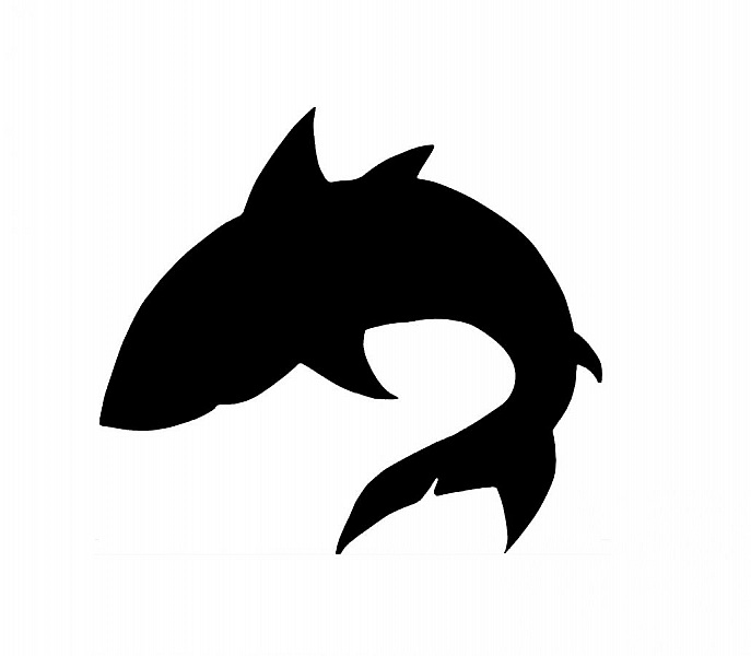 Wand- oder T&uuml;rschild aus Holz Modell: Hai 34x34 Cm schwarz